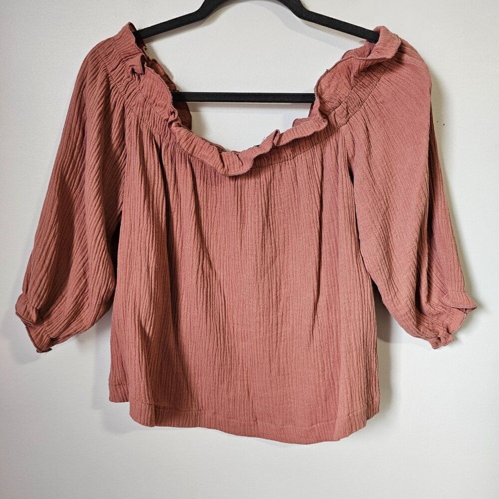 NWT LULUS MAUVE BOAT RUFFLED GAUZY TOP SIZE M